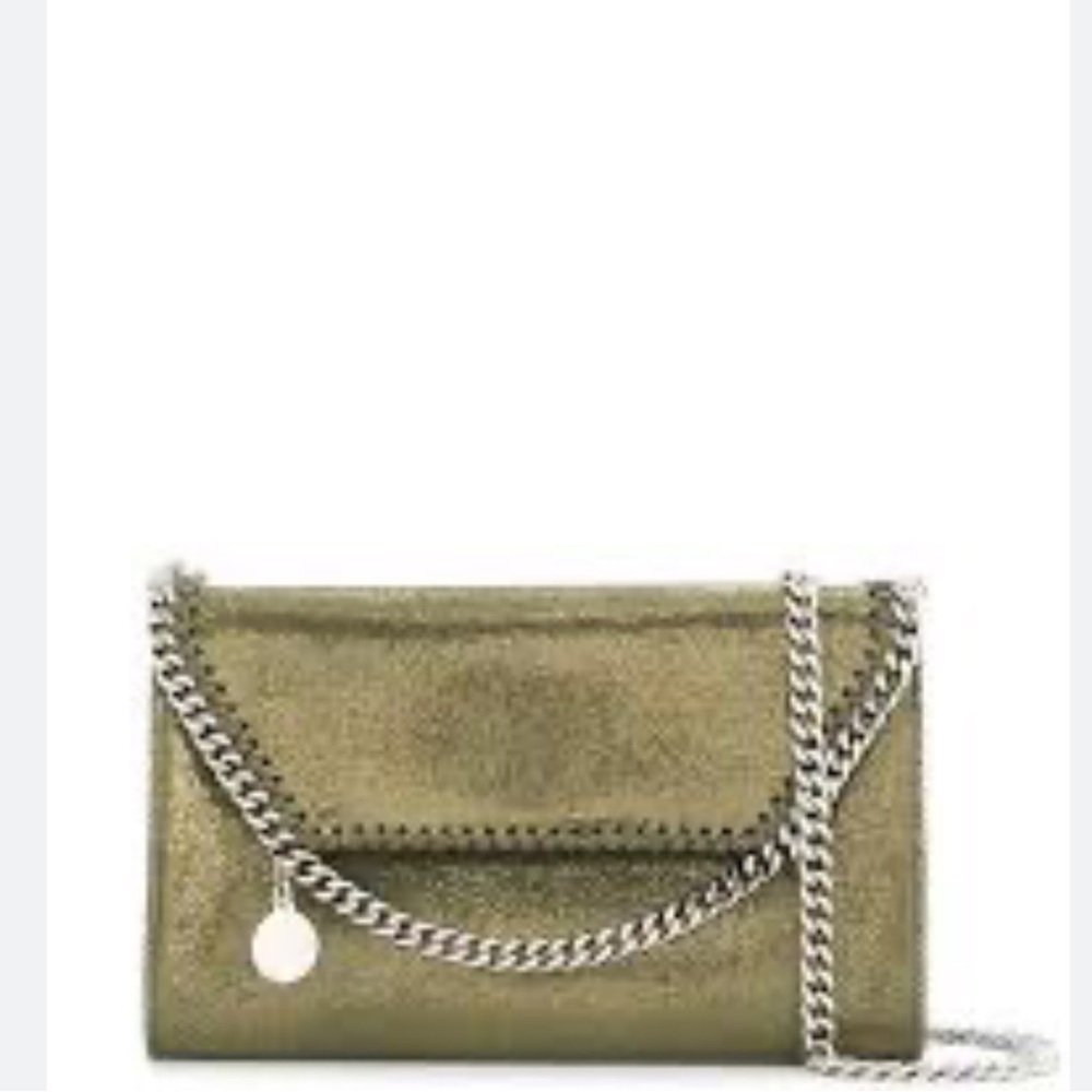 Stella McCartney Falabella Shaggy Deer Khaki Green Metallic Mini Crossbody Bag